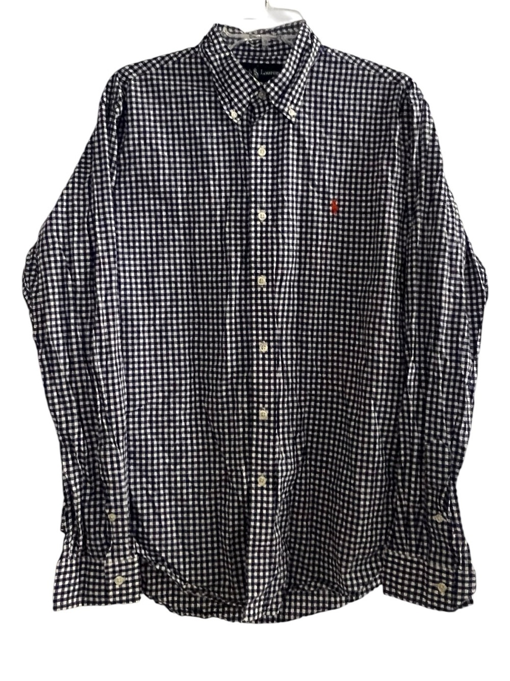 Ralph Lauren Gingham Button Down Shirt Blue White Large